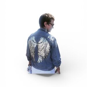 Kids Denim Jacket with Angel Wings